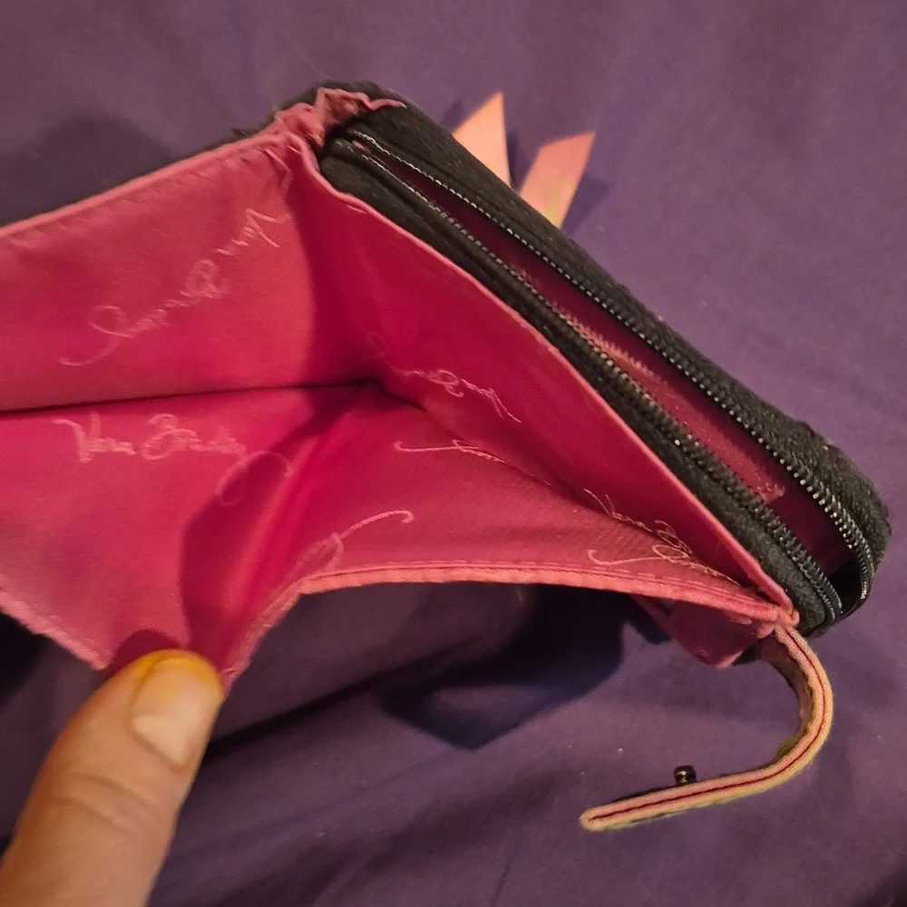 Vera Bradley Black and Pink Elephant Phone wallet